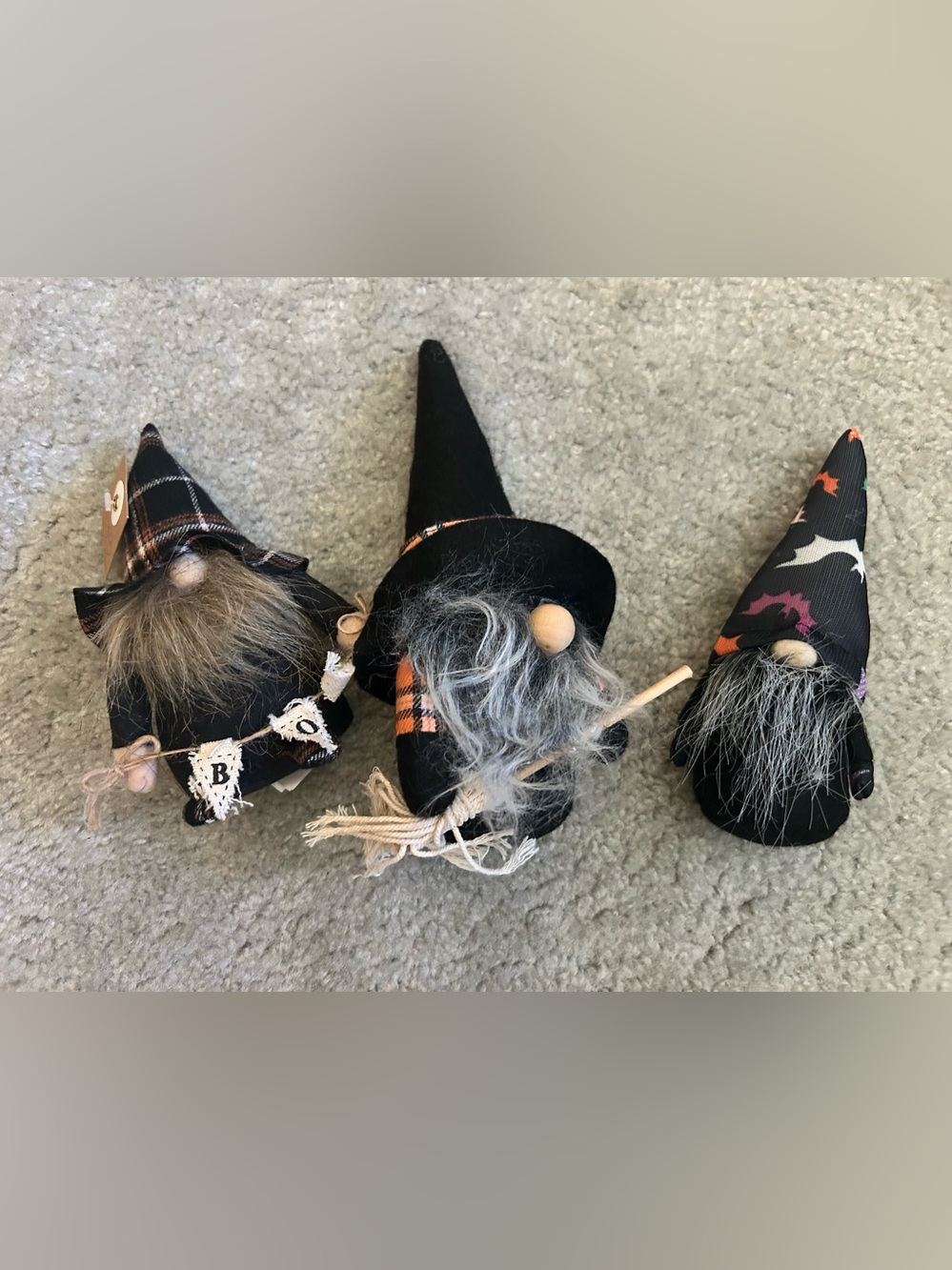 Halloween Gnome Plush Set - Black and Orange Accent